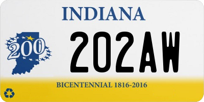 IN license plate 202AW