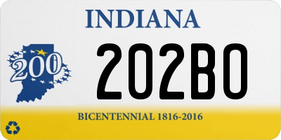 IN license plate 202BO