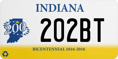 IN license plate 202BT