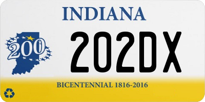 IN license plate 202DX