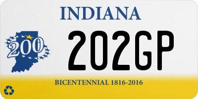 IN license plate 202GP