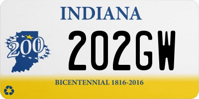 IN license plate 202GW