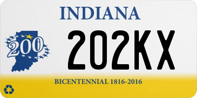 IN license plate 202KX