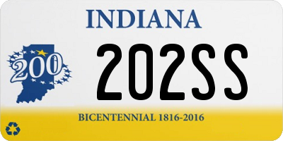 IN license plate 202SS