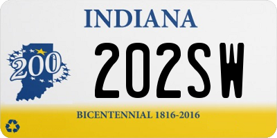 IN license plate 202SW