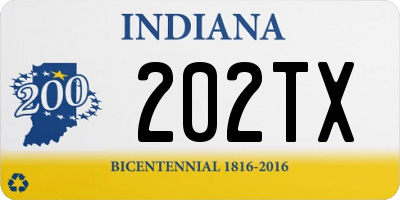 IN license plate 202TX