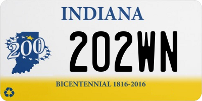 IN license plate 202WN