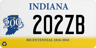 IN license plate 202ZB