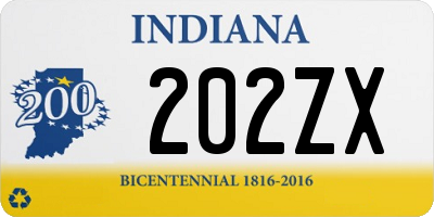 IN license plate 202ZX