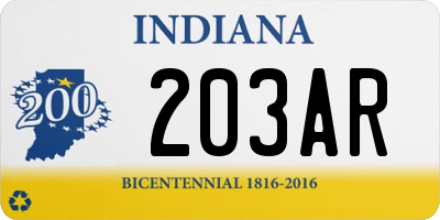 IN license plate 203AR