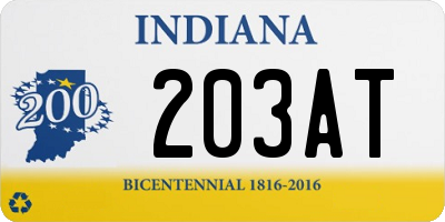 IN license plate 203AT
