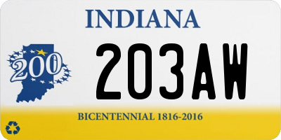 IN license plate 203AW