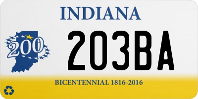 IN license plate 203BA