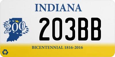IN license plate 203BB
