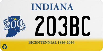 IN license plate 203BC
