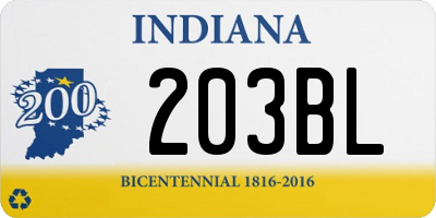 IN license plate 203BL
