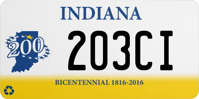 IN license plate 203CI