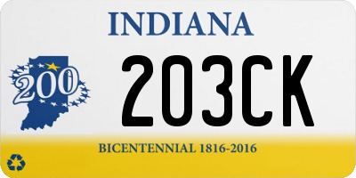 IN license plate 203CK