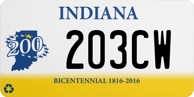 IN license plate 203CW