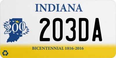 IN license plate 203DA