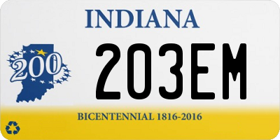 IN license plate 203EM