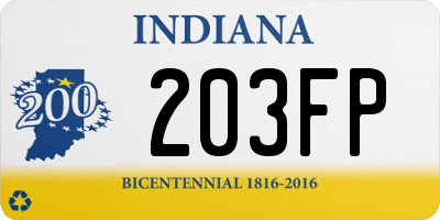 IN license plate 203FP