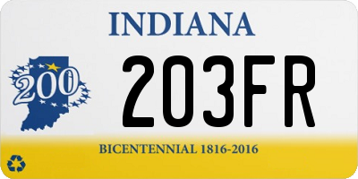 IN license plate 203FR