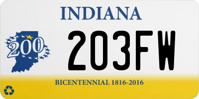 IN license plate 203FW