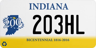 IN license plate 203HL