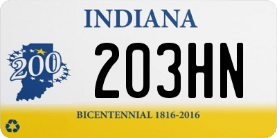 IN license plate 203HN