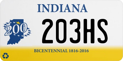 IN license plate 203HS