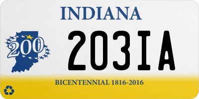 IN license plate 203IA