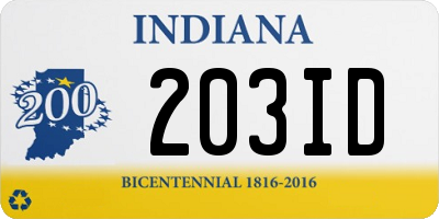 IN license plate 203ID