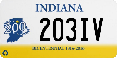 IN license plate 203IV