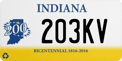 IN license plate 203KV