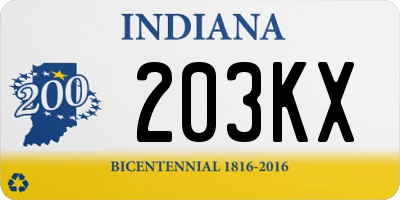 IN license plate 203KX