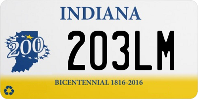 IN license plate 203LM