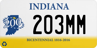 IN license plate 203MM
