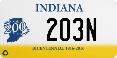 IN license plate 203N