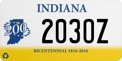 IN license plate 203OZ