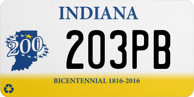 IN license plate 203PB