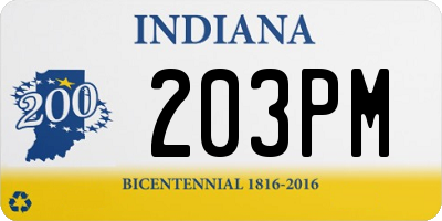 IN license plate 203PM