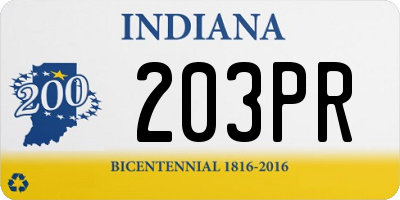 IN license plate 203PR