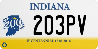 IN license plate 203PV