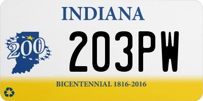 IN license plate 203PW