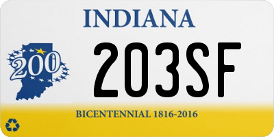 IN license plate 203SF