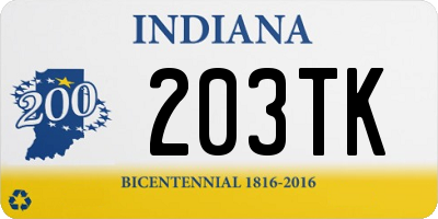 IN license plate 203TK