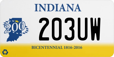 IN license plate 203UW