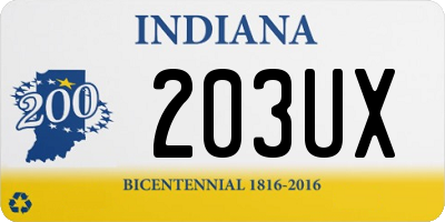 IN license plate 203UX