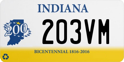 IN license plate 203VM